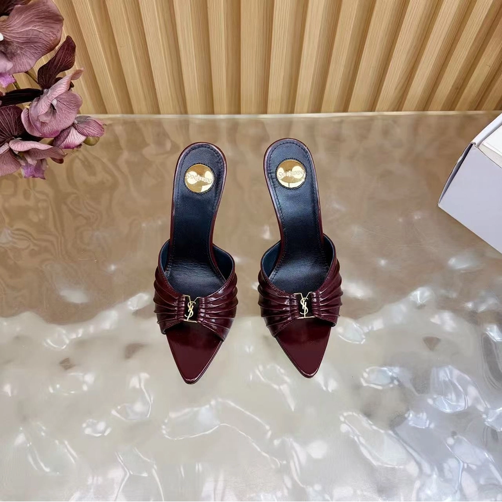 Saint Laurent Babylone YSL Ruched Leather Mule Sandals,Saint Laurent Sneakers