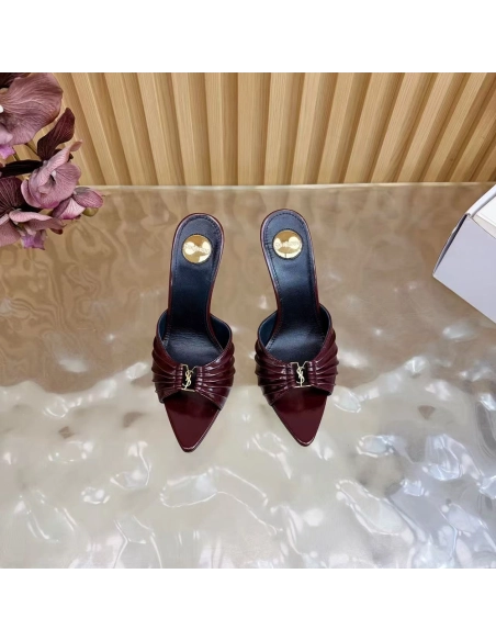 Saint Laurent Babylone YSL Ruched Leather Mule Sandals,Saint Laurent Sneakers