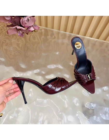 Saint Laurent Babylone YSL Ruched Leather Mule Sandals,Saint Laurent Sneakers