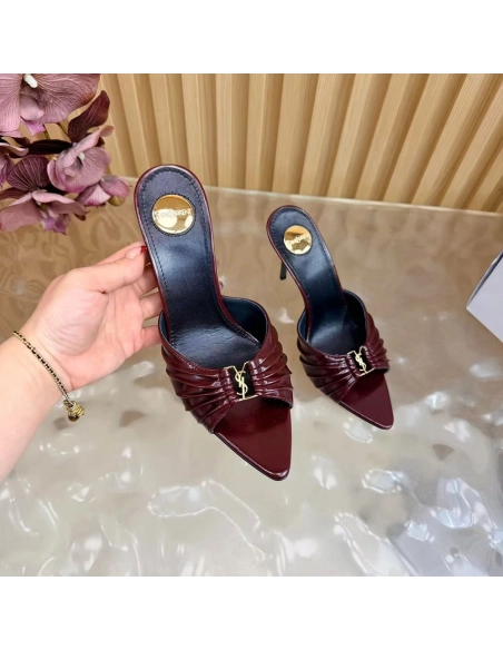 Saint Laurent Babylone YSL Ruched Leather Mule Sandals,Saint Laurent Sneakers