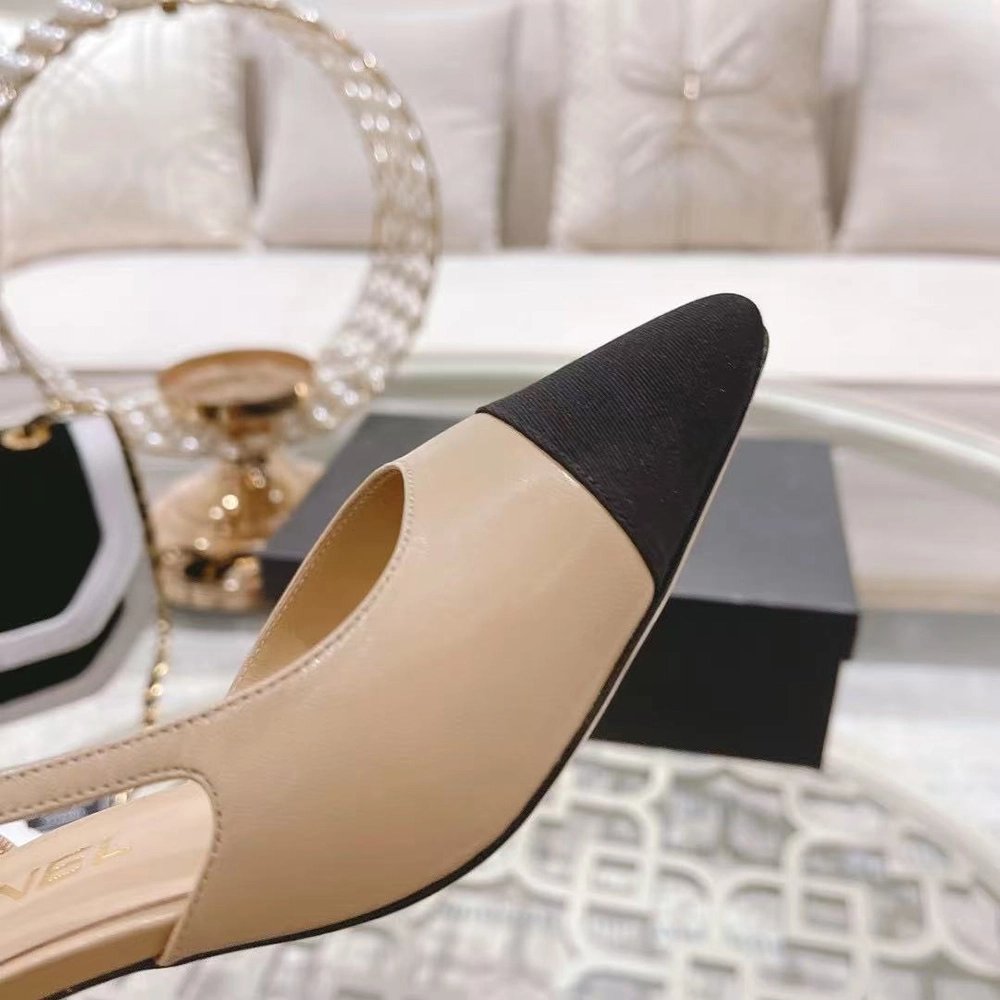 Chanel Slingbacks"Beige Black" H:6.5cm,CHANEL SNEAKERS