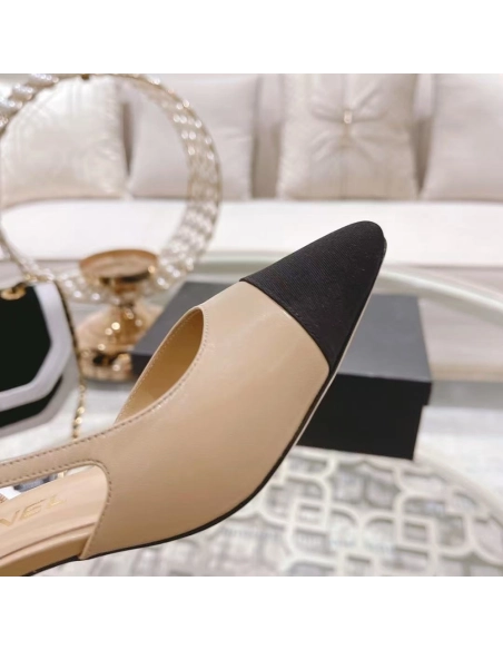 Chanel Slingbacks"Beige Black" H:6.5cm,CHANEL SNEAKERS