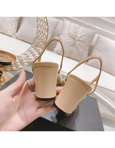 Chanel Slingbacks"Beige Black" H:6.5cm,CHANEL SNEAKERS
