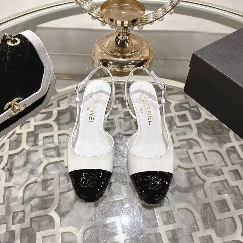 Chanel Slingbacks"White Black",CHANEL SNEAKERS