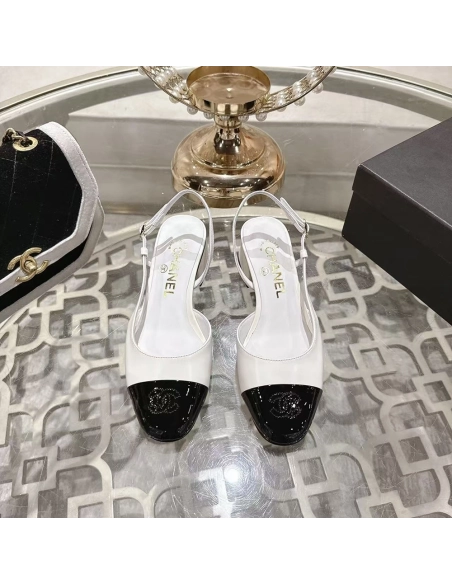Chanel Slingbacks"White Black",CHANEL SNEAKERS