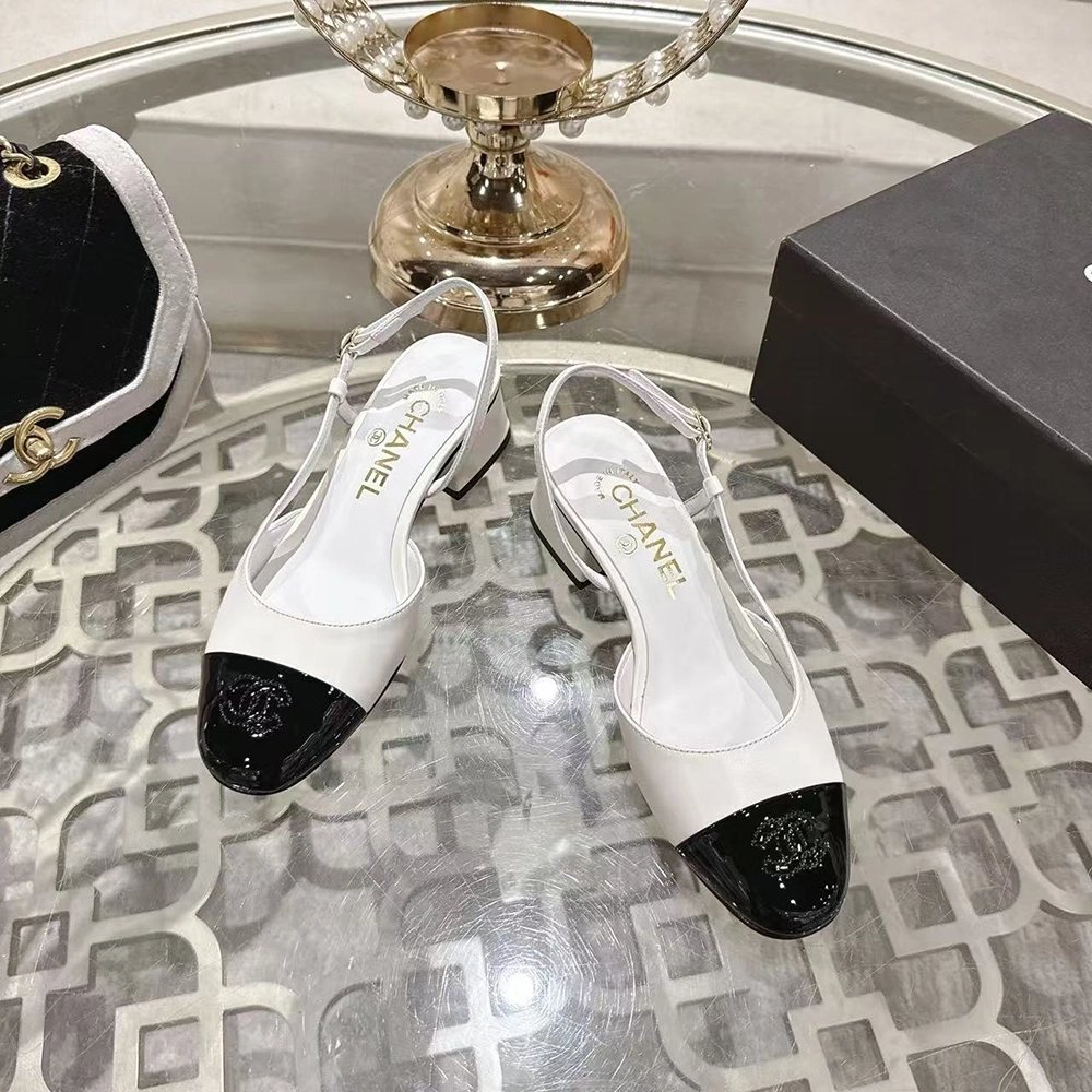 Chanel Slingbacks"White Black",CHANEL SNEAKERS
