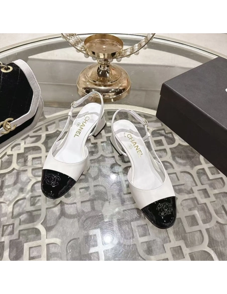 Chanel Slingbacks"White Black",CHANEL SNEAKERS