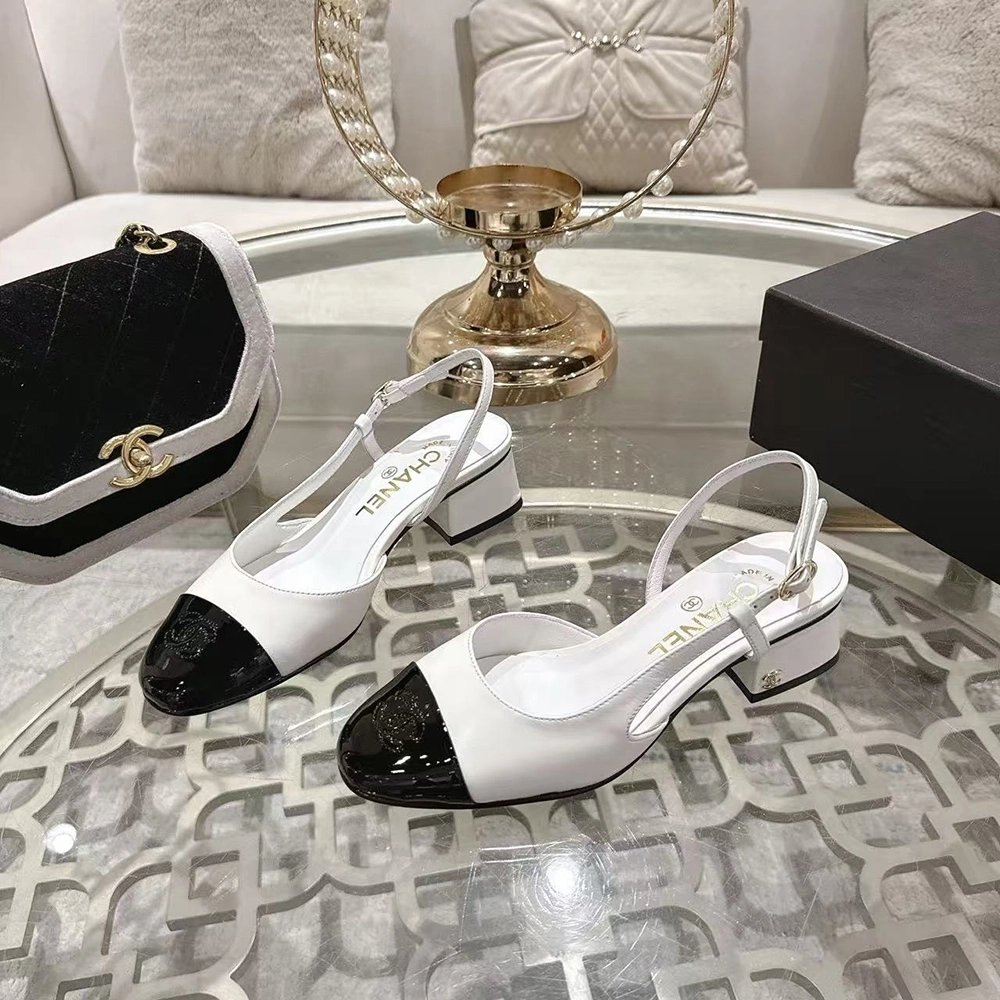 Chanel Slingbacks"White Black",CHANEL SNEAKERS