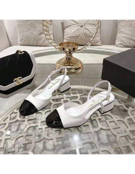 Chanel Slingbacks"White Black",CHANEL SNEAKERS