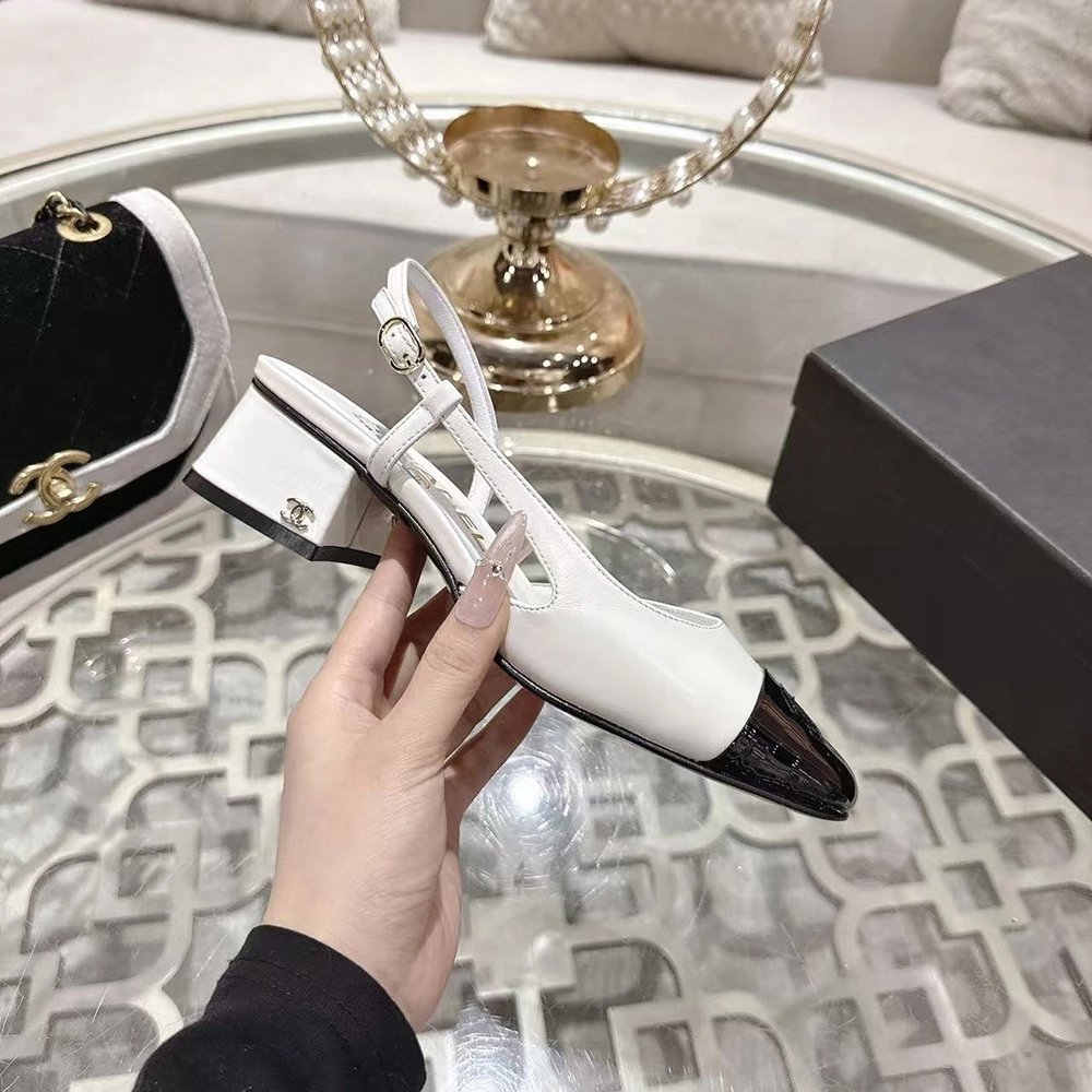 Chanel Slingbacks"White Black",CHANEL SNEAKERS