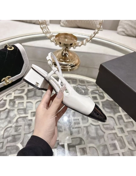 Chanel Slingbacks"White Black",CHANEL SNEAKERS