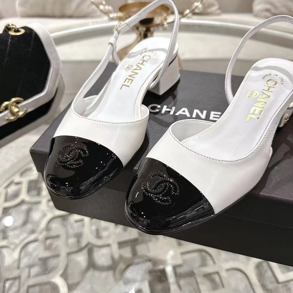 Chanel Slingbacks"White Black",CHANEL SNEAKERS