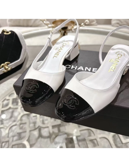 Chanel Slingbacks"White Black",CHANEL SNEAKERS