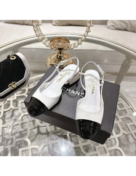 Chanel Slingbacks"White Black",CHANEL SNEAKERS