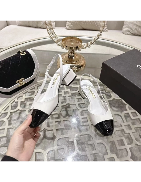 Chanel Slingbacks"White Black",CHANEL SNEAKERS