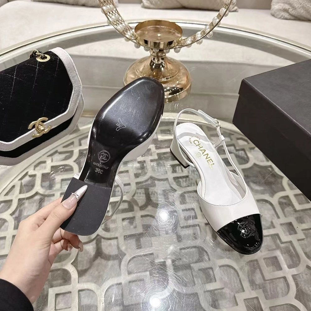 Chanel Slingbacks"White Black",CHANEL SNEAKERS