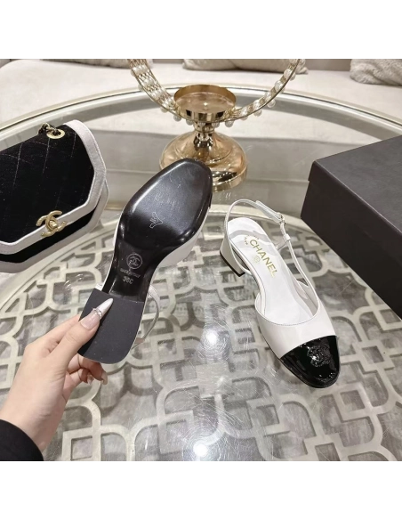 Chanel Slingbacks"White Black",CHANEL SNEAKERS