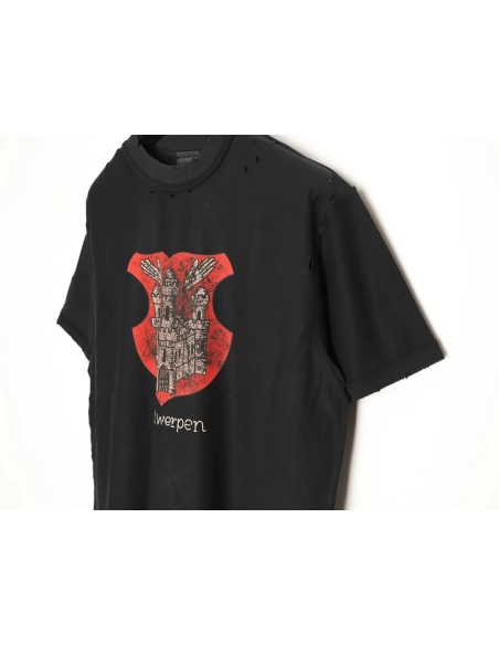 Balenciaga Castle Print Distressed Short-Sleeve T-Shirt,Balenciaga