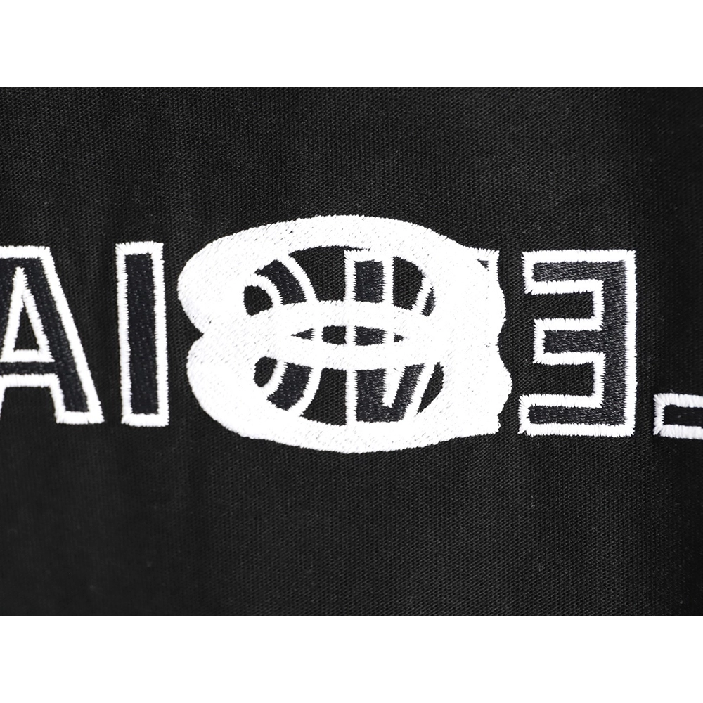 Balenciaga Inverted Letter Overlapping Embroidered Short-Sleeve T-Shirt TSK1,Balenciaga