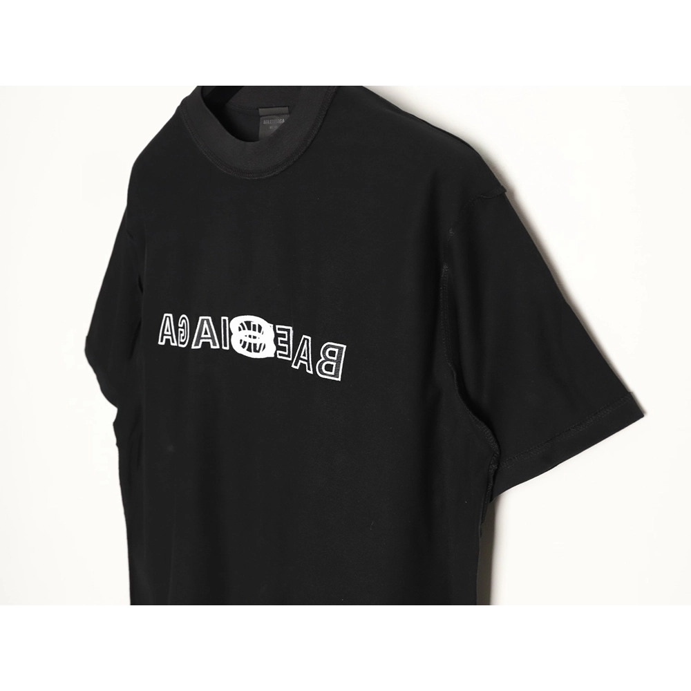 Balenciaga Inverted Letter Overlapping Embroidered Short-Sleeve T-Shirt TSK1,Balenciaga