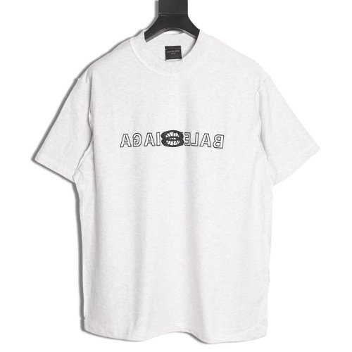 Balenciaga Inverted Letter Overlapping Embroidered Short-Sleeve T-Shirt,Balenciaga