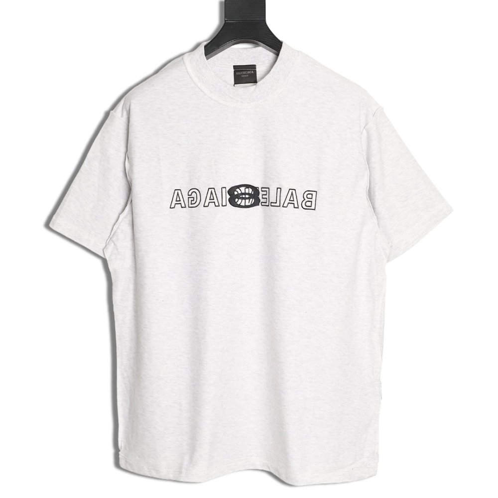 Balenciaga Inverted Letter Overlapping Embroidered Short-Sleeve T-Shirt,Balenciaga