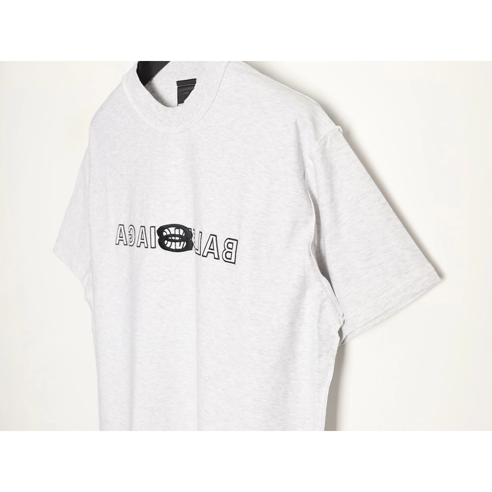 Balenciaga Inverted Letter Overlapping Embroidered Short-Sleeve T-Shirt,Balenciaga