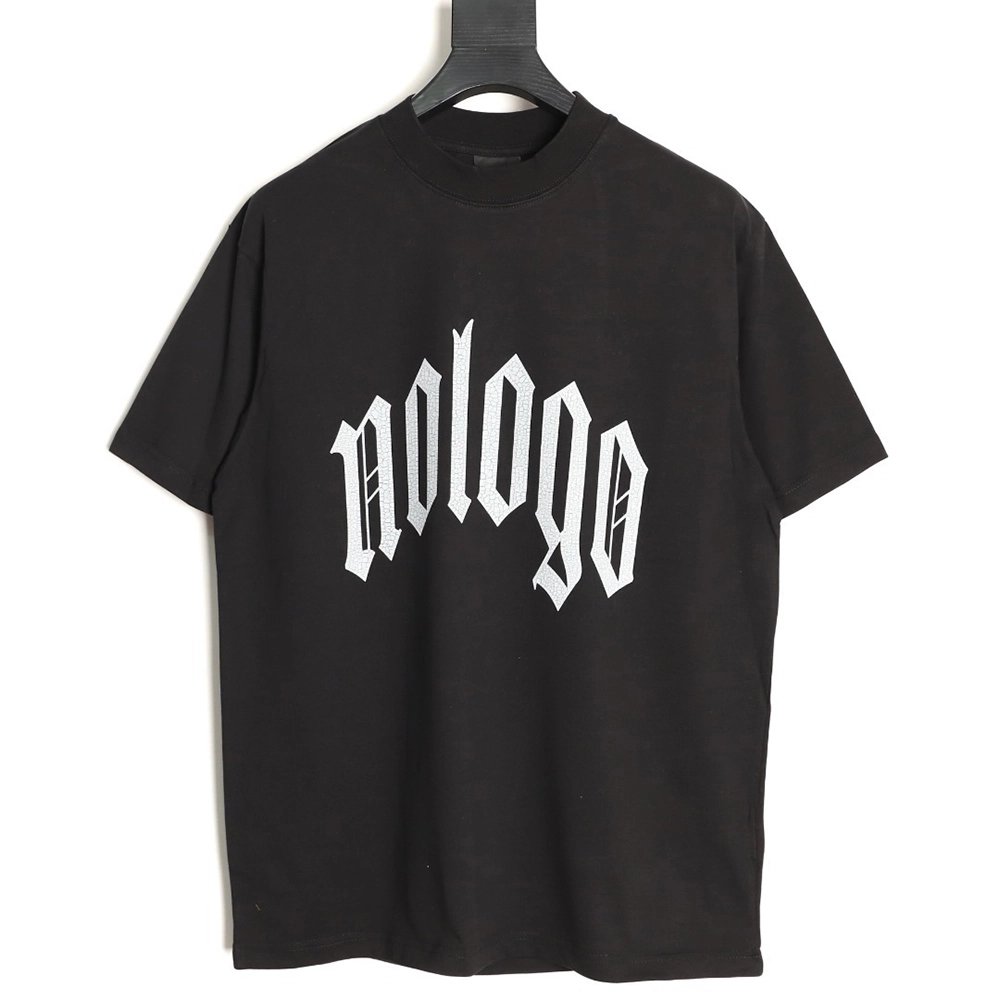 Balenciaga "No Logo" Cracked Print Short-Sleeve T-Shirt,Balenciaga