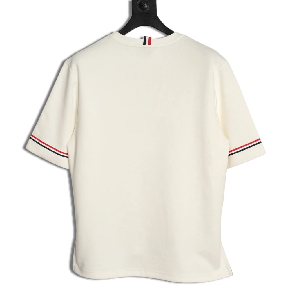 Thom Browne Striped Cuff Trim Short-Sleeve T-Shirt,Thom Browne