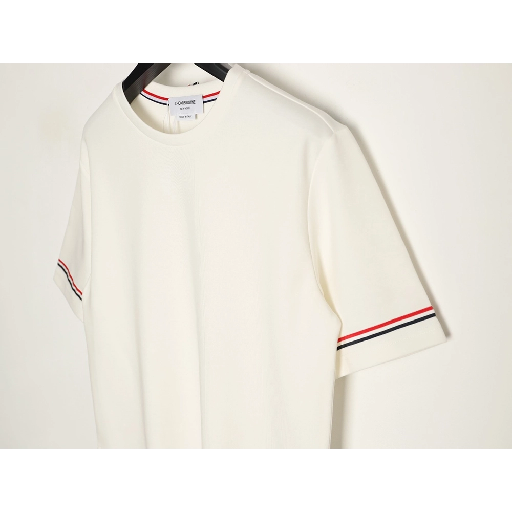 Thom Browne Striped Cuff Trim Short-Sleeve T-Shirt,Thom Browne