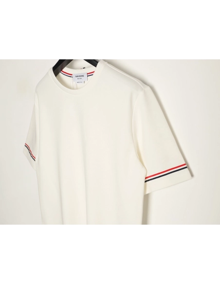 Thom Browne Striped Cuff Trim Short-Sleeve T-Shirt,Thom Browne