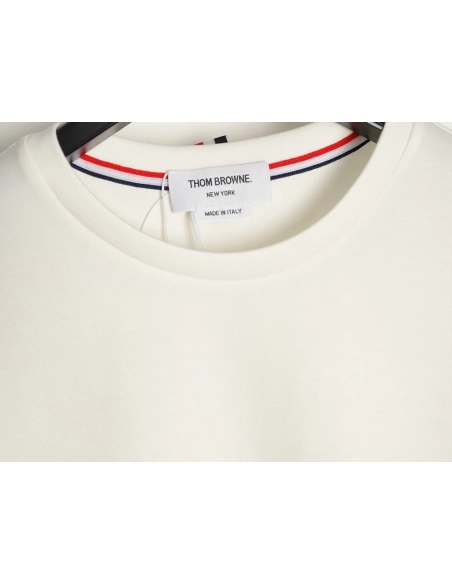 Thom Browne Striped Cuff Trim Short-Sleeve T-Shirt,Thom Browne