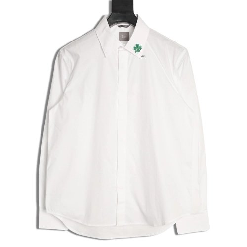 Dior Four-Leaf Clover Collar Embroidered Long-Sleeve Shirt,Dior