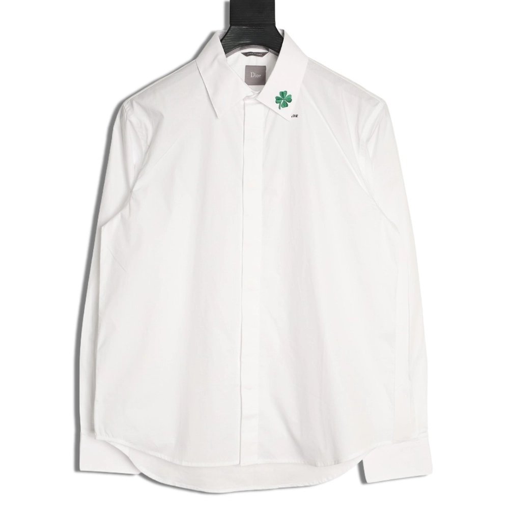 Dior Four-Leaf Clover Collar Embroidered Long-Sleeve Shirt,Dior
