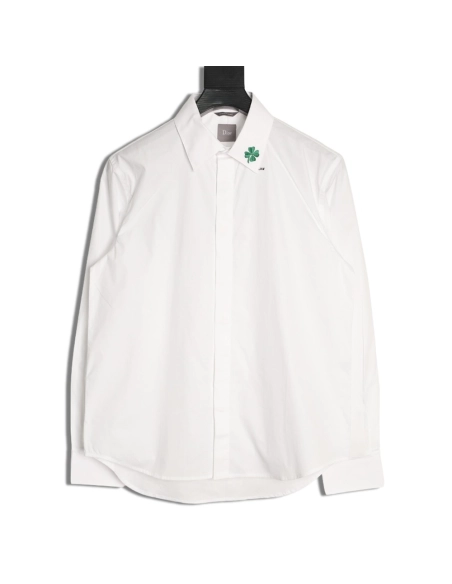 Dior Four-Leaf Clover Collar Embroidered Long-Sleeve Shirt,Dior