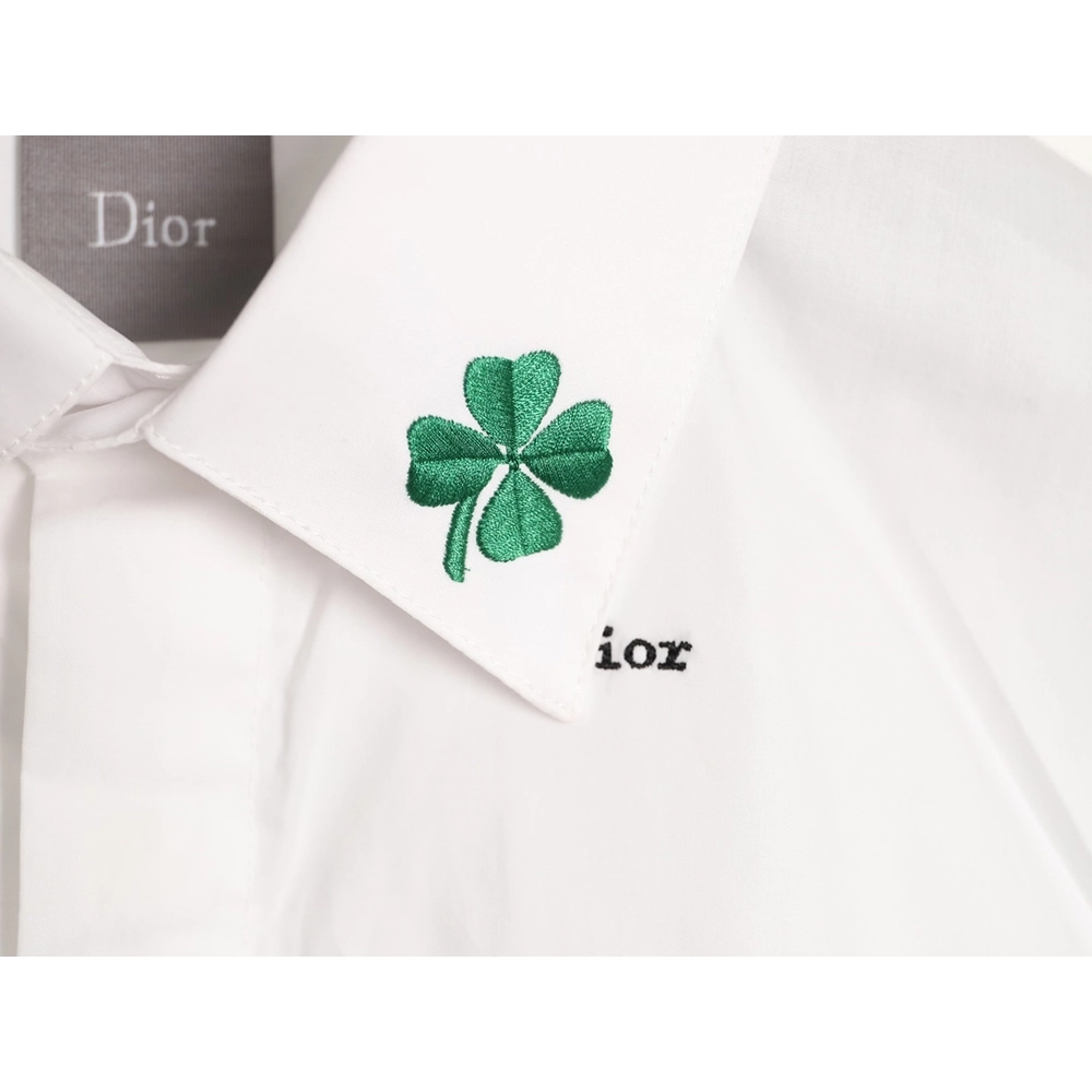 Dior Four-Leaf Clover Collar Embroidered Long-Sleeve Shirt,Dior