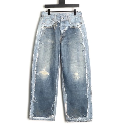 Acne Studios Reversible Distressed Raw-Hem Denim Trousers,Acne Studios