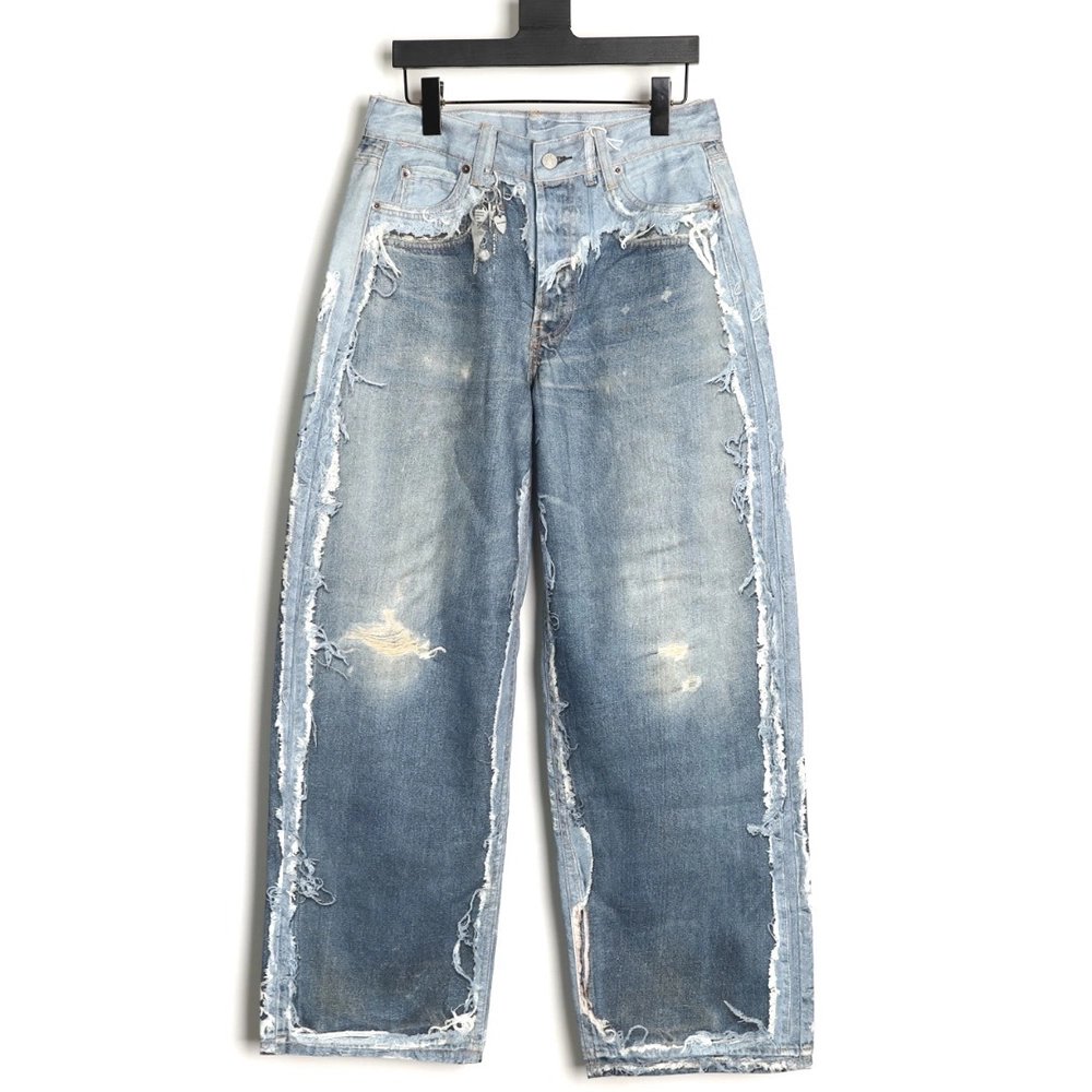 Acne Studios Reversible Distressed Raw-Hem Denim Trousers,Acne Studios
