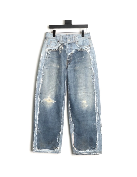 Acne Studios Reversible Distressed Raw-Hem Denim Trousers,Acne Studios