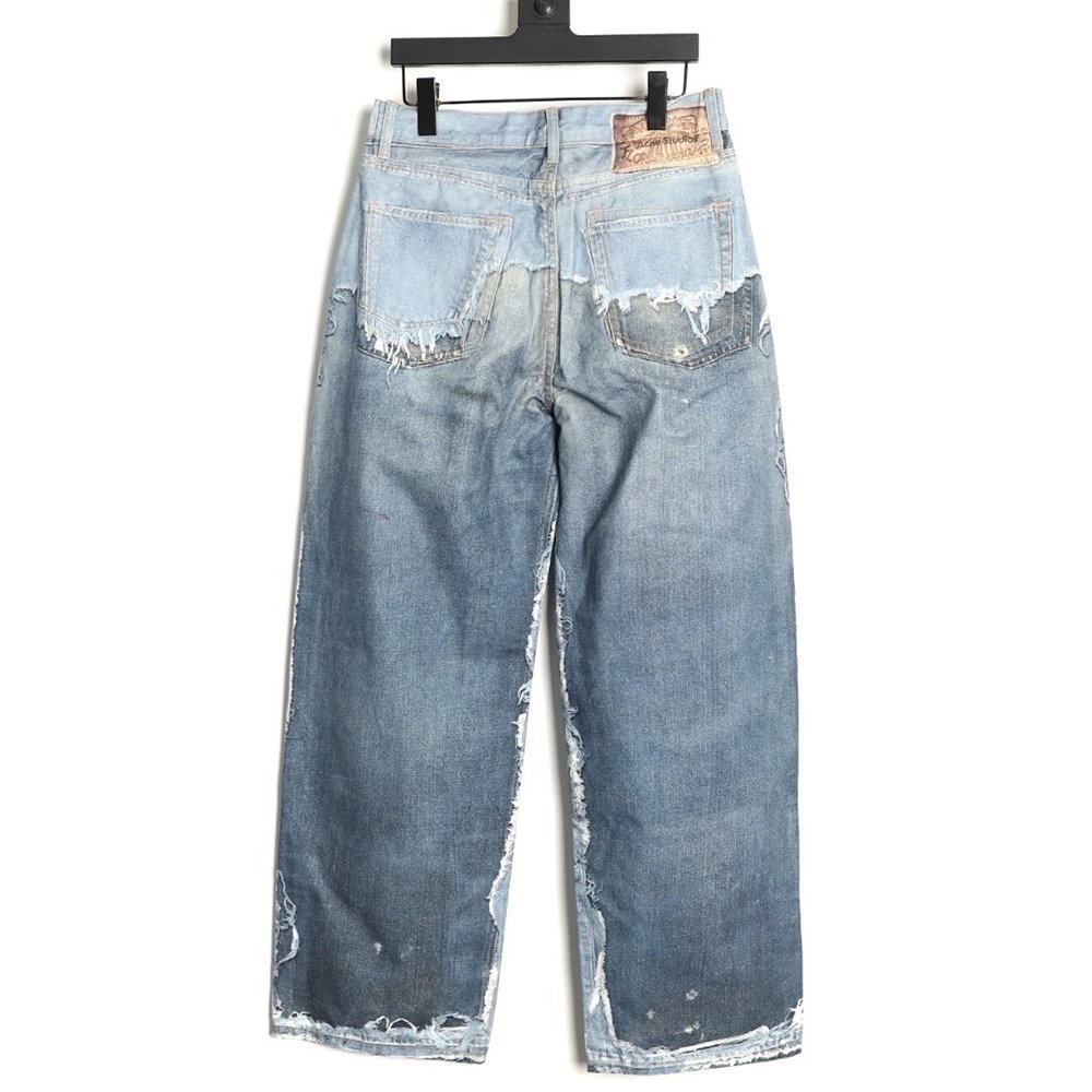 Acne Studios Reversible Distressed Raw-Hem Denim Trousers,Acne Studios