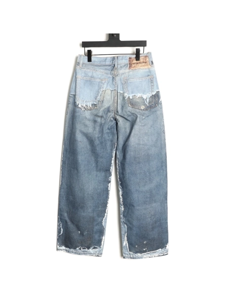 Acne Studios Reversible Distressed Raw-Hem Denim Trousers,Acne Studios