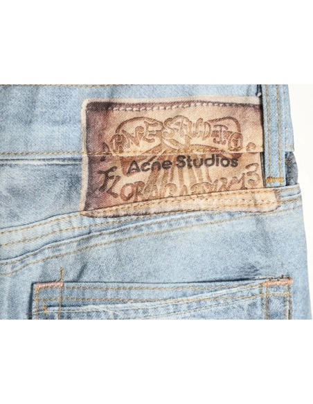 Acne Studios Reversible Distressed Raw-Hem Denim Trousers,Acne Studios