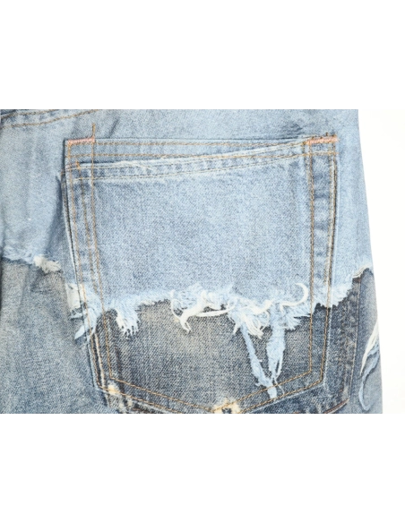 Acne Studios Reversible Distressed Raw-Hem Denim Trousers,Acne Studios