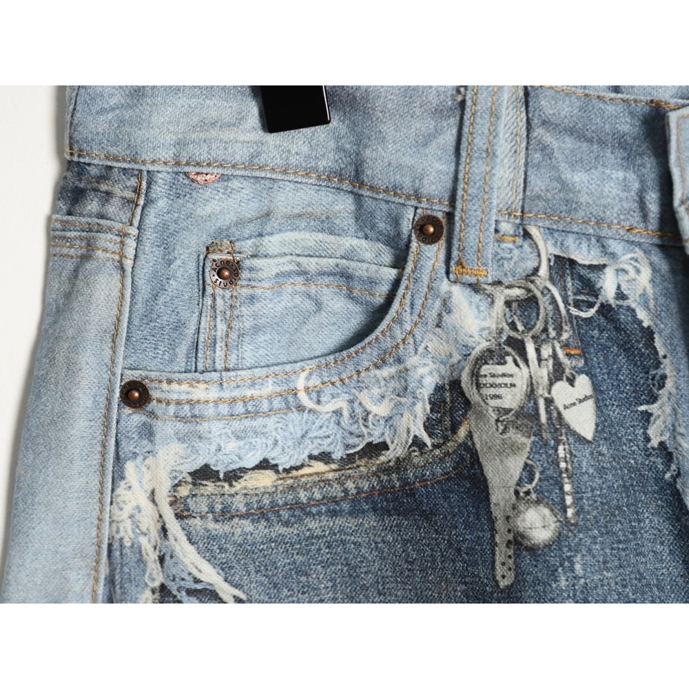 Acne Studios Reversible Distressed Raw-Hem Denim Trousers,Acne Studios