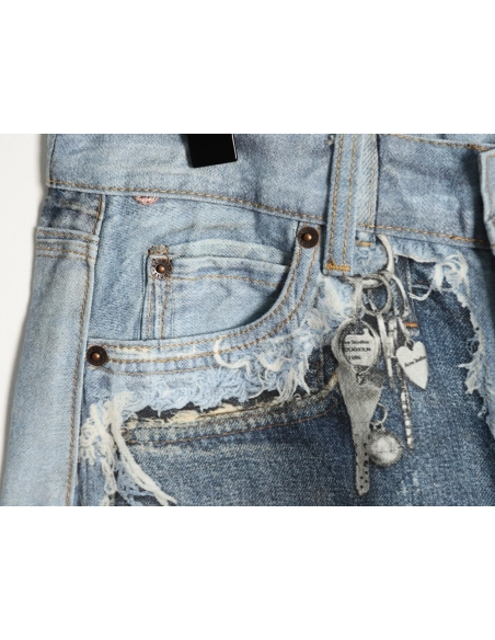 Acne Studios Reversible Distressed Raw-Hem Denim Trousers,Acne Studios