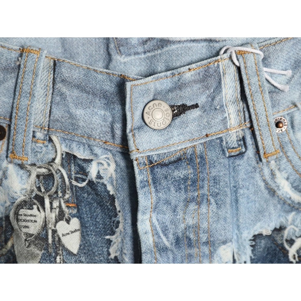 Acne Studios Reversible Distressed Raw-Hem Denim Trousers,Acne Studios