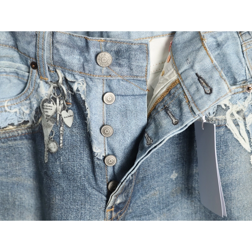 Acne Studios Reversible Distressed Raw-Hem Denim Trousers,Acne Studios