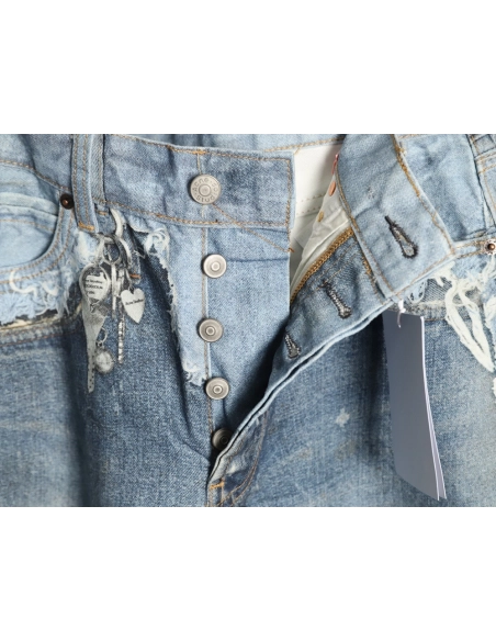 Acne Studios Reversible Distressed Raw-Hem Denim Trousers,Acne Studios