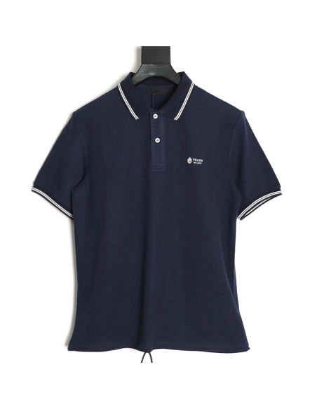 Prada embroidered drawstring hem Polo short sleeve TSK1,Prada