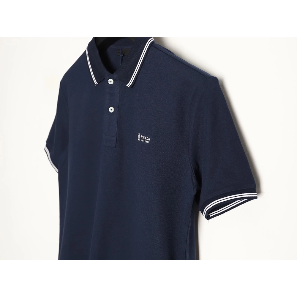 Prada embroidered drawstring hem Polo short sleeve TSK1,Prada